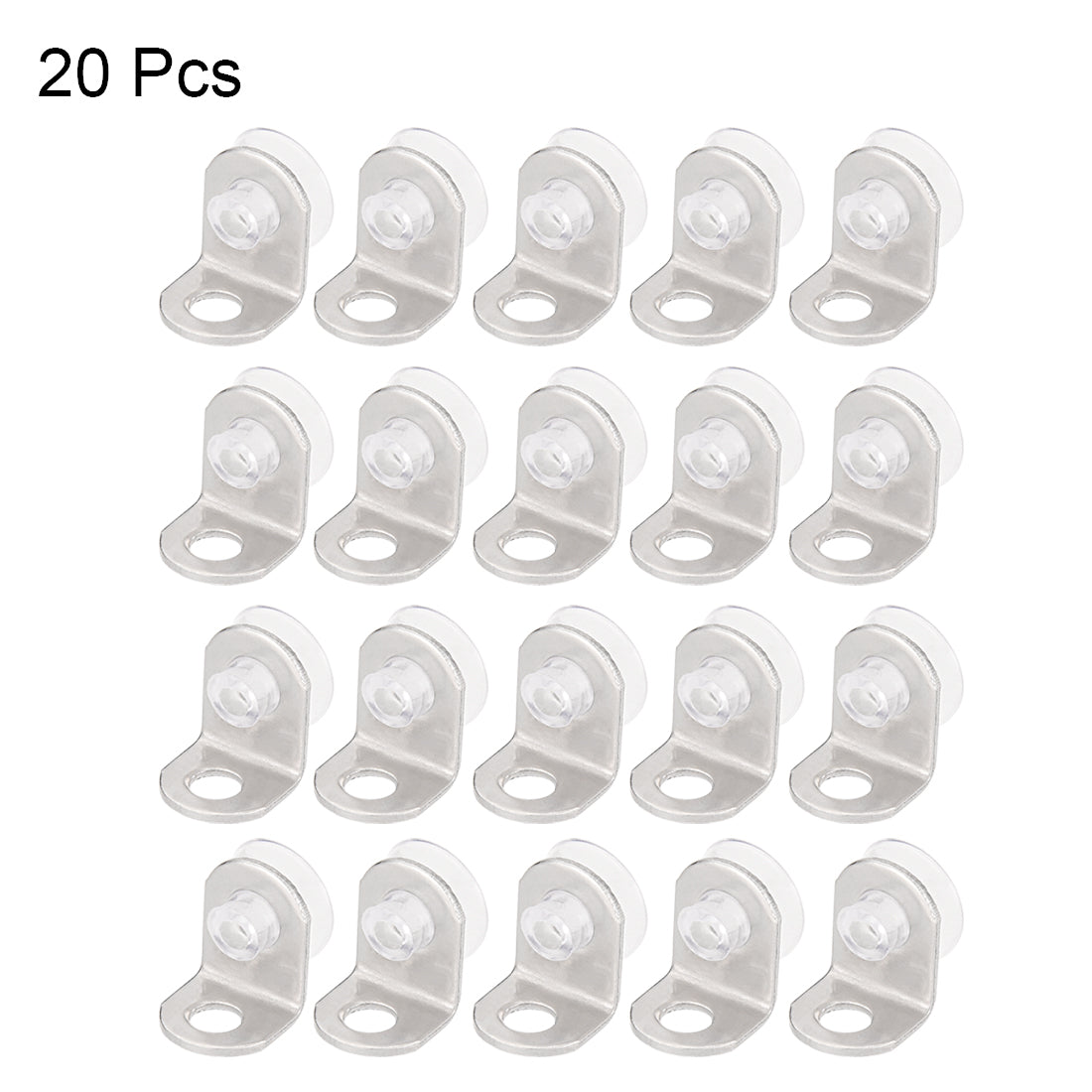 uxcell Uxcell Glass Shelf 15mm x 11mm x 12mm Fixing Clip Bracket Holder 90 Degree Right Angle with Suction Cup 20 Pcs
