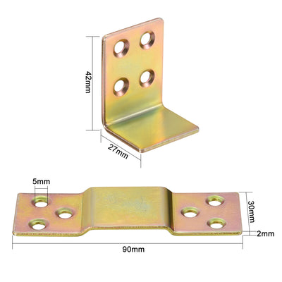 Harfington Uxcell Wood Bed Rail Metal Bracket Fastener Fitting Color zinc 10 Sets