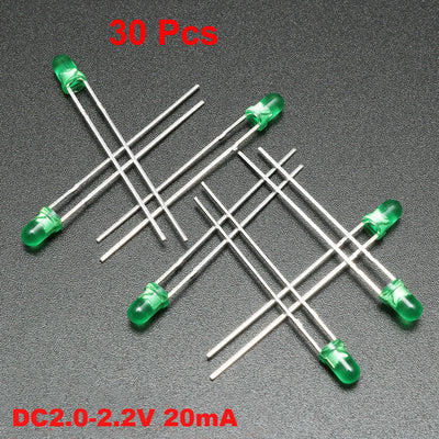 Harfington Uxcell 30pcs 3mm Lime Green LED Diode Lights Diffused Lens Round DC2.0-2.2V 20mA LED