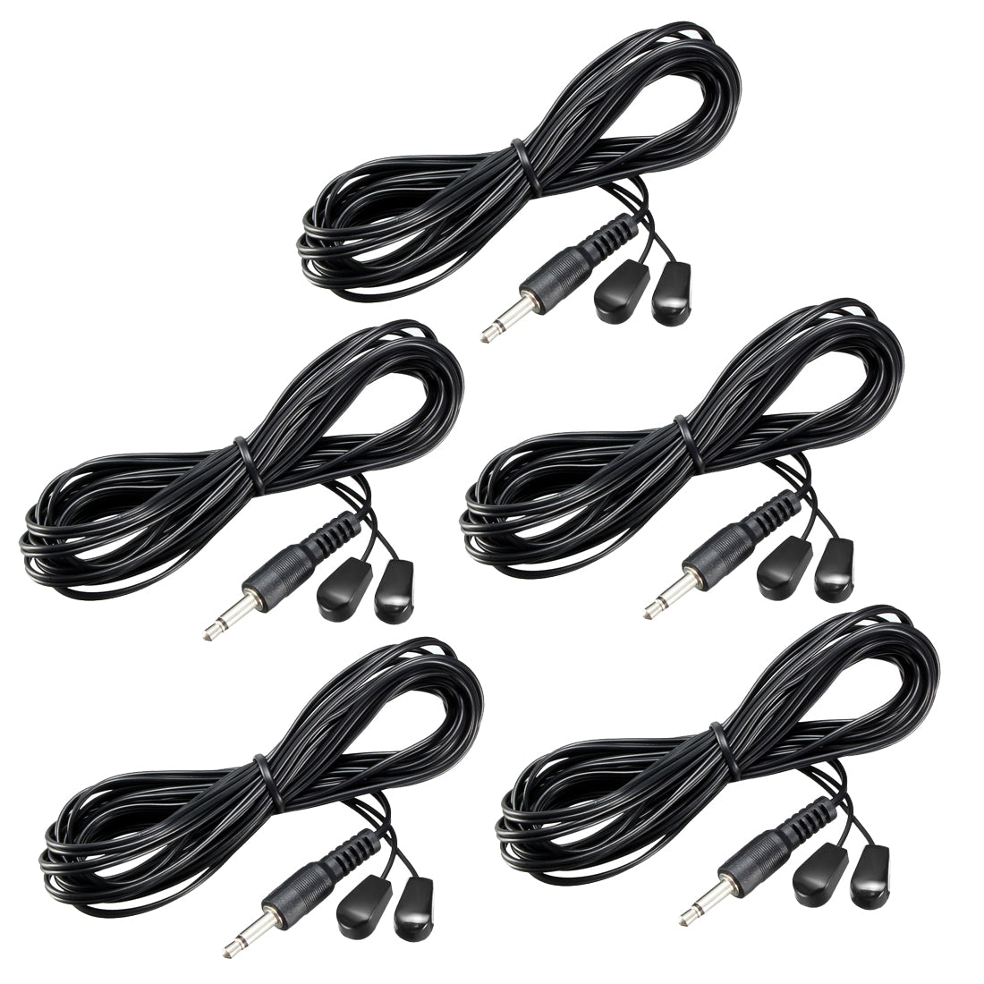 uxcell Uxcell IR Infrared Emitter Extension Cable 9.8ft Long 45 Degree Emission Angle 3.5mm Jack Dual Black Head 5pcs
