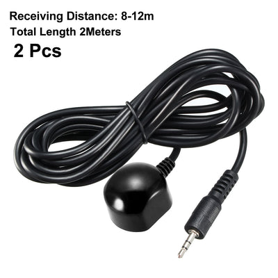 Harfington Uxcell IR Infrared Receiver Extender Cable 2.5mm Jack 6.5FT Long 26-39FT Receiving Distance Black Head 2pcs