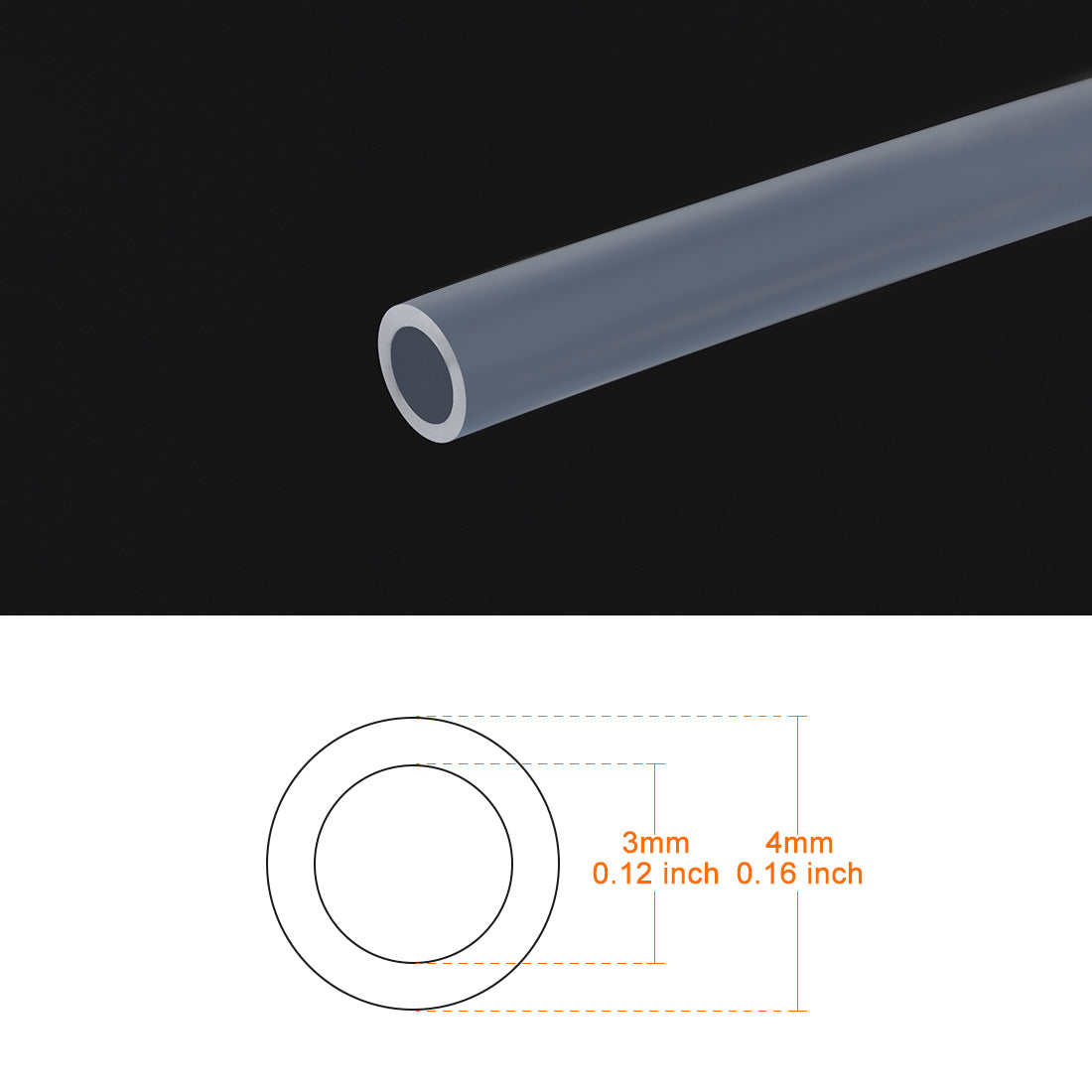 uxcell Uxcell PTFE Tube Tubing 1 Meter 3.3ft Lengh Pipe 3mm ID 4mm OD for 3D Printer RepRap