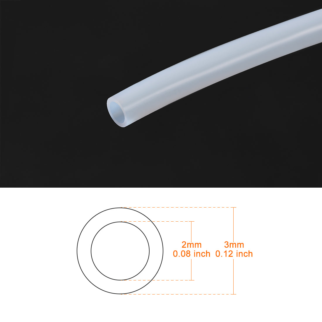 uxcell Uxcell PTFE Tube Tubing 2mm ID 3mm OD for 3D Printer RepRap 5 Meter 16.4ft Lengh Pipe