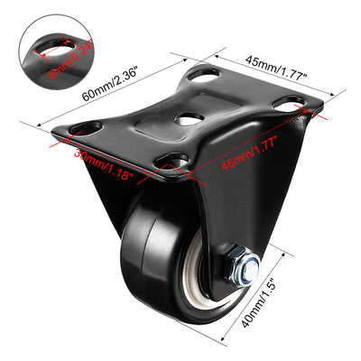 Harfington Uxcell 1.5 Inch Fixed Caster Wheels PU Top Plate Mounted Caster Wheel 110lb Capacity