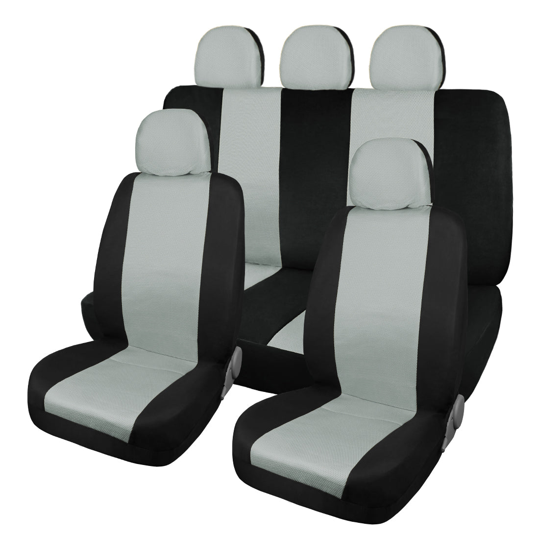 uxcell Uxcell Gray Black Car Truck Suv Flat Cloth Seat Covers Set W/Headrest Cover