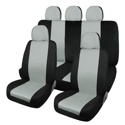 Harfington Uxcell Gray Black Car Truck Suv Flat Cloth Seat Covers Set W/Headrest Cover