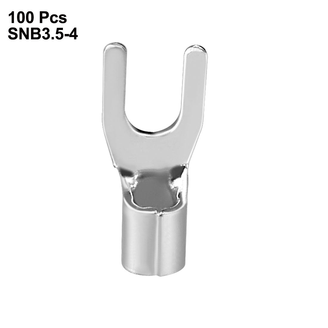 uxcell Uxcell 100x Fork Type Copper Non-Insulated Spade Terminals SNB3.5-4, 14-12 Wire Size, #6 Stud Size