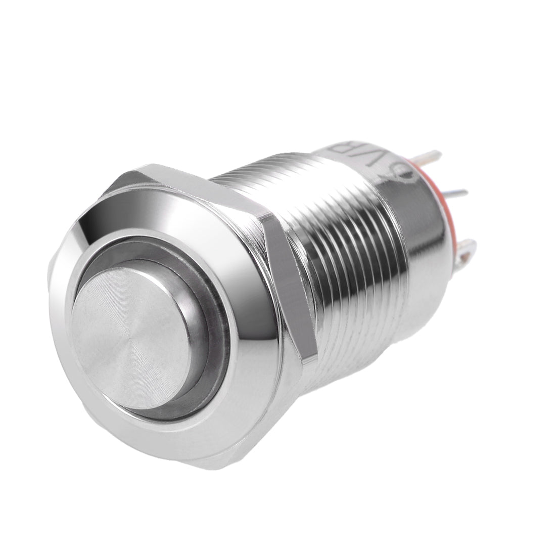 uxcell Uxcell Latching Metal Push Button Switch 12mm Mounting Dia 1NO 6V Red LED Light High Flat