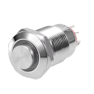 Harfington Uxcell Latching Metal Push Button Switch 12mm Mounting Dia 1NO 6V Red LED Light High Flat