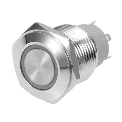 Harfington Uxcell Momentary Push Button Switch 16mm Mounting Dia 5A 1NO with 3V White LED Light