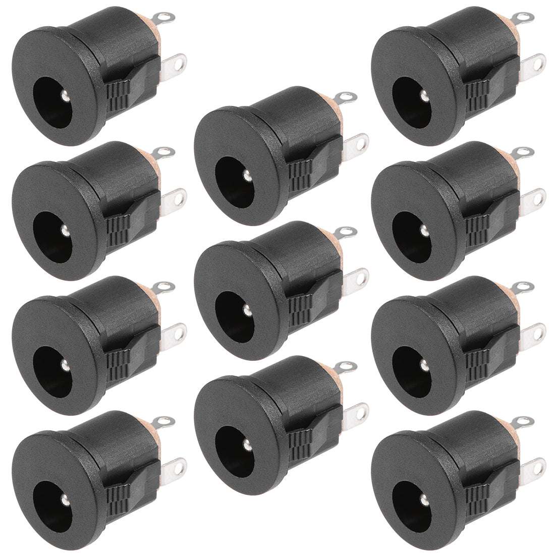 Uxcell Uxcell 10Pcs PCB Mount 5.5mm x 2.1mm 3Pins Audio Video DC Power Connector Socket Black DC022A
