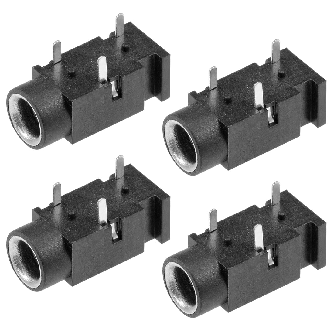 uxcell Uxcell 4Pcs PCB Mount 3.5mm 3 Pin Socket Headphone Stereo Jack Audio Video Connector Black PJ320