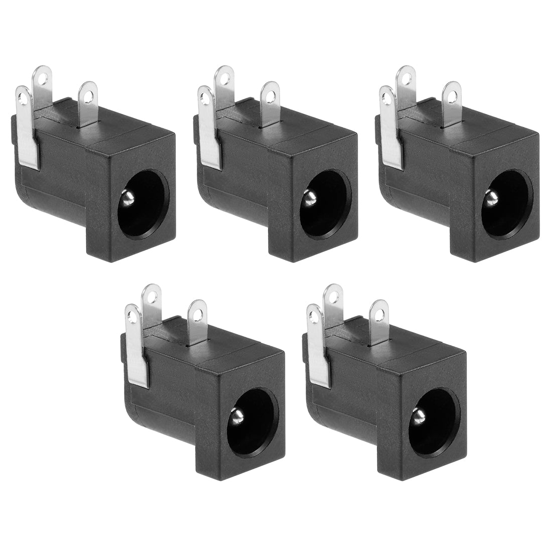 uxcell Uxcell 5Pcs PCB Mount DC005 5.5mm x 2.1mm 3 Pin Audio Video DC Power Connector Socket Black