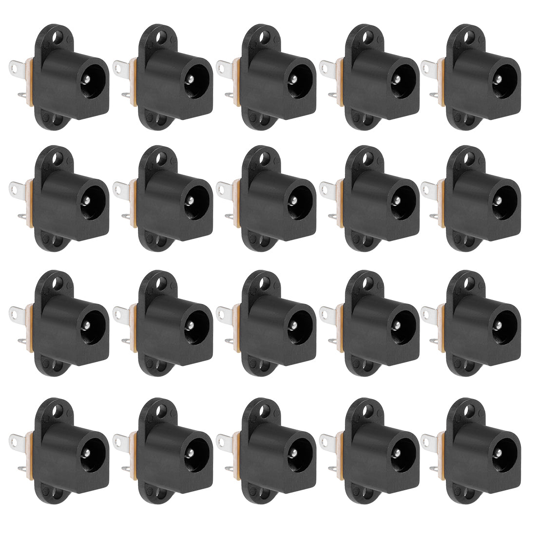 uxcell Uxcell 20Pcs PCB Mount 5.5mm x 2.1mm 3 Pin Audio Video DC Power Connector Socket Black DC017