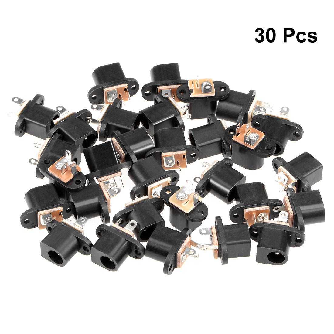 uxcell Uxcell 30Pcs PCB Mount 5.5mm x 2.1mm 3 Pin Audio Video DC Power Connector Socket Black DC017