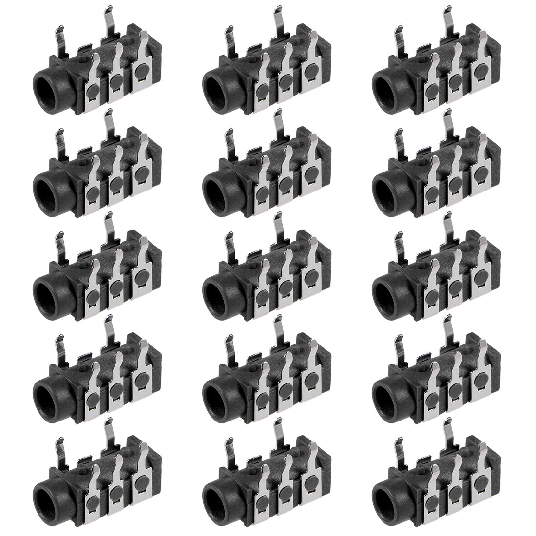uxcell Uxcell 15Pcs PCB Mount 3.5mm 5 Pin Socket Headphone Stereo Jack Audio Video Connector Black PJ-313B