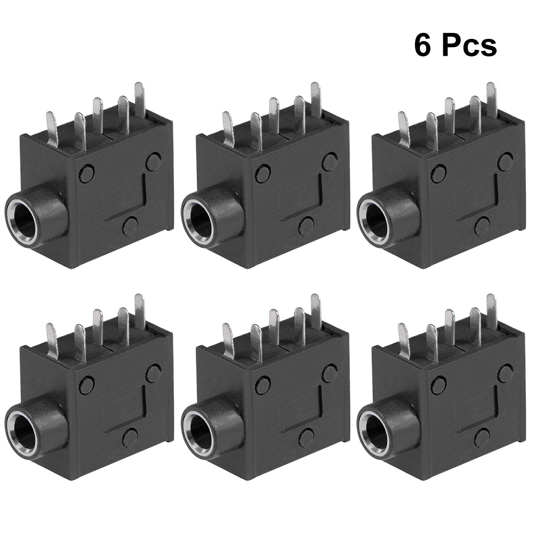 uxcell Uxcell 6Pcs PCB Mount 3.5mm 5 Pin Socket Headphone Stereo Jack Connector Black PJ325