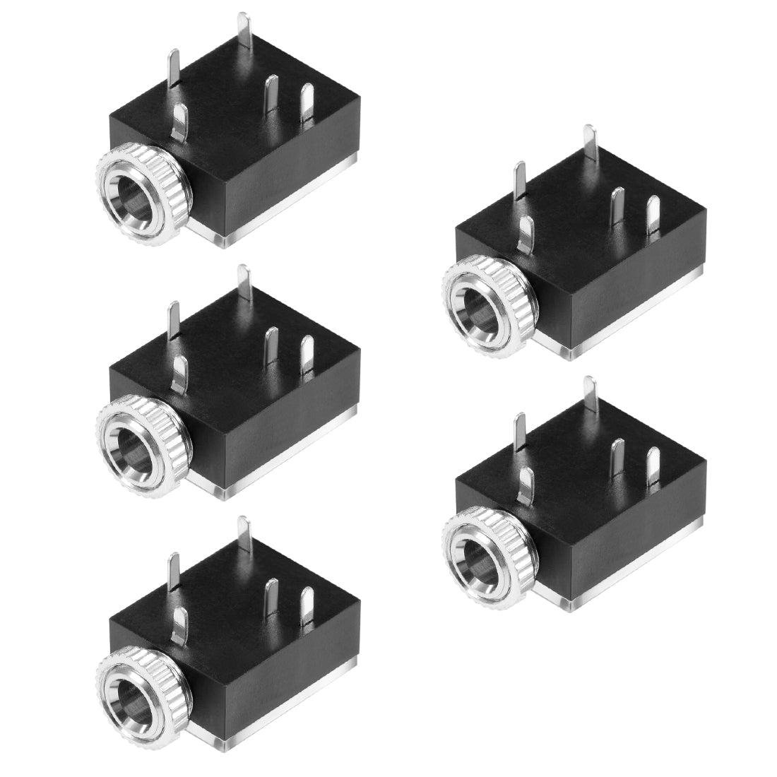 uxcell Uxcell 5Pcs PCB Mount 3.5mm 5 Pin Socket Headphone Stereo Jack Audio Video Connector Black PJ-324