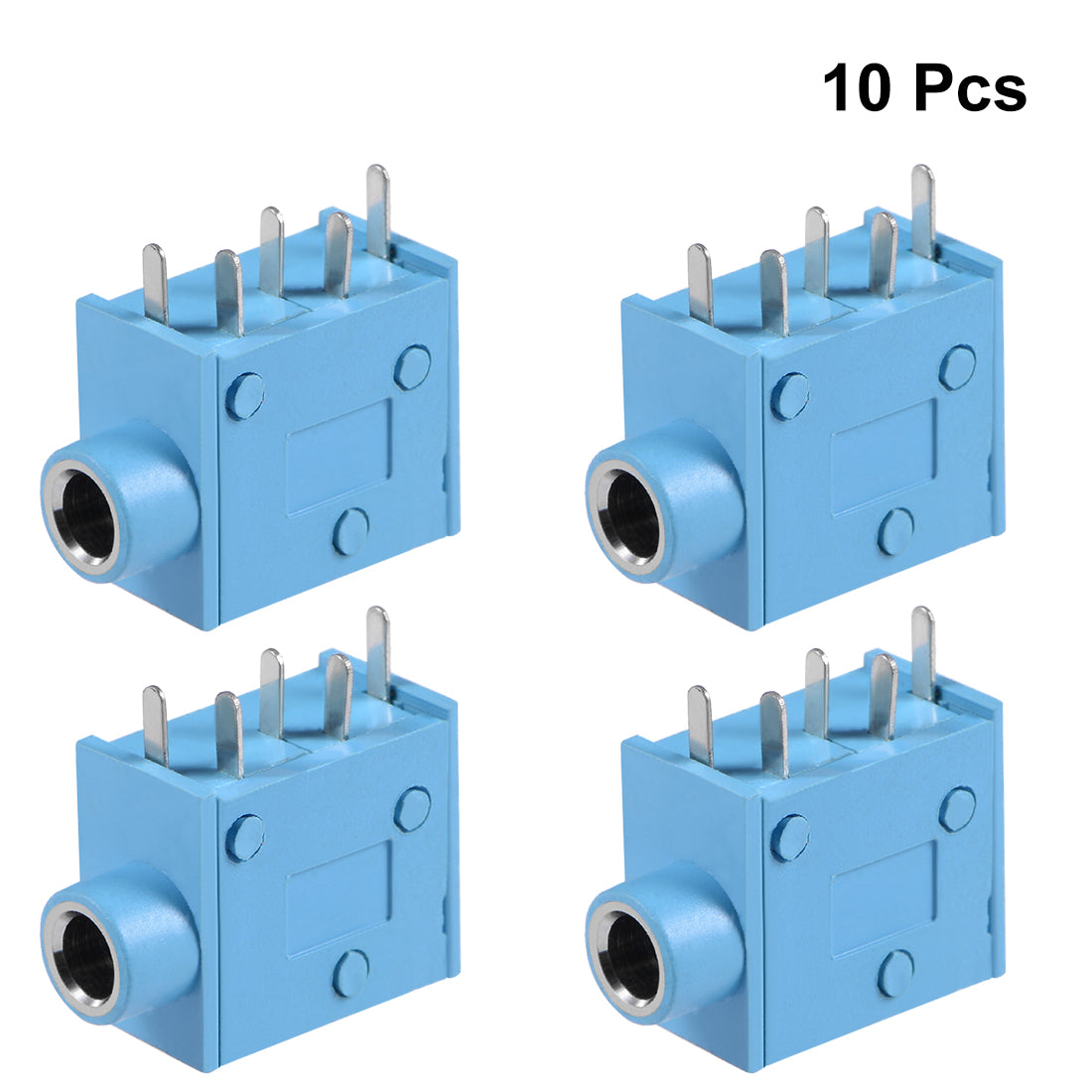 uxcell Uxcell 4Pcs PCB Mount 3.5mm 5 Pin Socket Headphone Stereo Jack Audio Video Connector Blue PJ325
