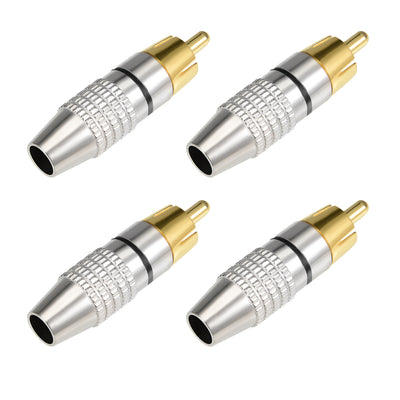 Harfington Uxcell 4Pcs RCA Male Solderless Coax Audio Video Jack Adapter Wire Cable Connector