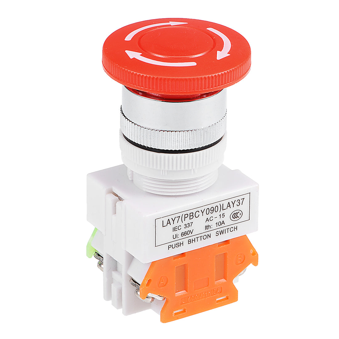 uxcell Uxcell 22mm Mounting Hole Latching Emergency Stop Push Button Switch Red With 90mm Emergency Stop Sign 1NO 1NC 660V