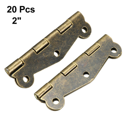 Harfington Uxcell 2" Antique Bronze Hinges Retro Butterfly Shape Hinge Replacement with Screws 20pcs
