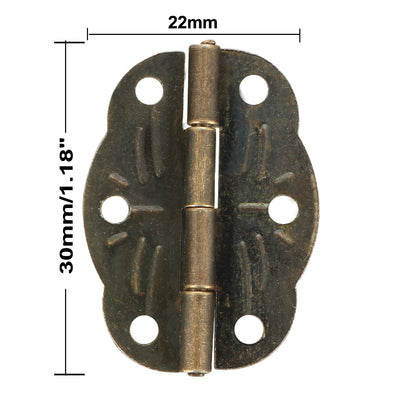 Harfington Uxcell 1.18" Antique Bronze Hinges Retro Mini Hinge Replacement with Screws 16pcs