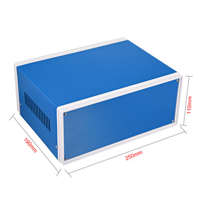 Harfington Uxcell Metal Blue Project Junction Box Enclosure Case 250 x 190 x 110mm/9.84 x 7.48 x 4.33inch