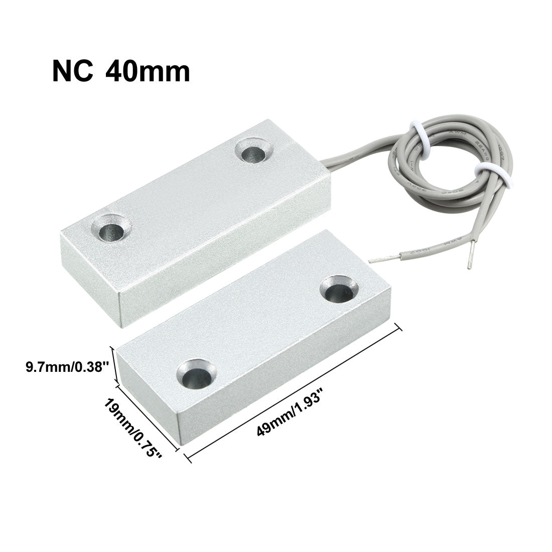 uxcell Uxcell MC-59 NC Alarm Security Rolling Gate Garage Door Contact Magnetic Reed Switch Silver Gray