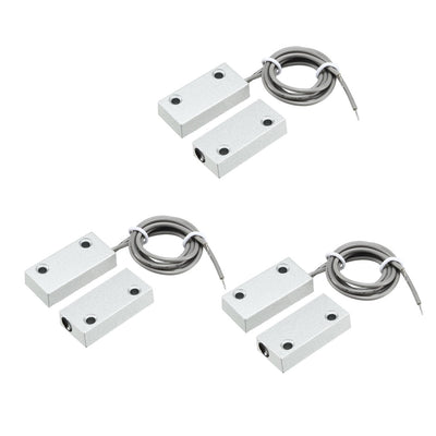 Harfington Uxcell 3pcs MC-51 NC Alarm Security Rolling Gate Garage Door Contact Magnetic Reed Switch Silver Gray