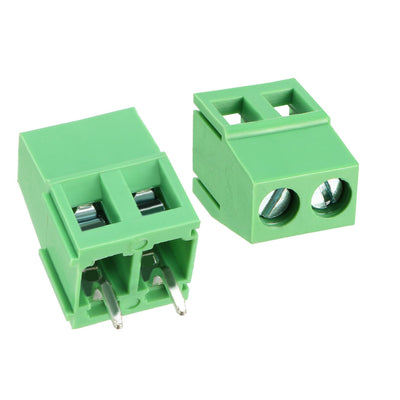 Harfington Uxcell 30Pcs AC300V 10A 5mm Pitch 2P Flat Angle Needle Seat Plug-In PCB Terminal Block Connector Bule