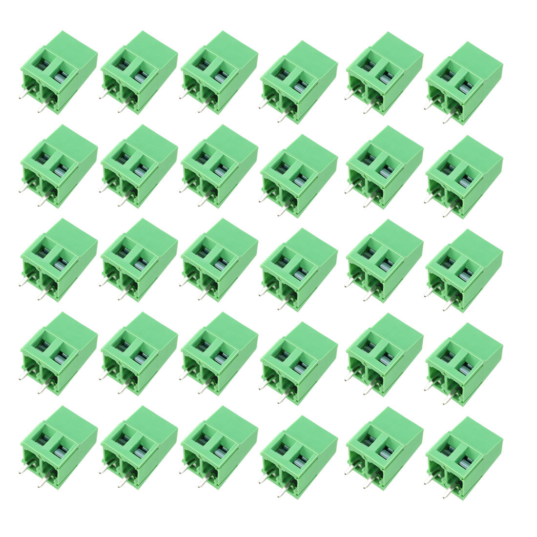 uxcell Uxcell 30Pcs AC300V 10A 5mm Pitch 2P Flat Angle Needle Seat Plug-In PCB Terminal Block Connector Bule