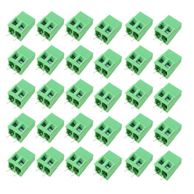 Harfington Uxcell 30Pcs AC300V 10A 5mm Pitch 2P Flat Angle Needle Seat Plug-In PCB Terminal Block Connector Bule