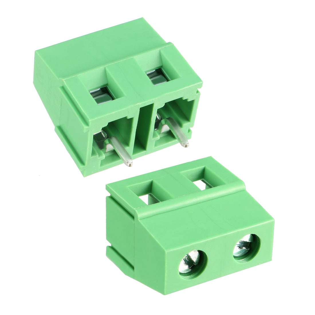 uxcell Uxcell 20Pcs AC300V 10A 7.5mm Pitch 2P Flat Angle Needle Seat Insert-In PCB Terminal Block Connector Green