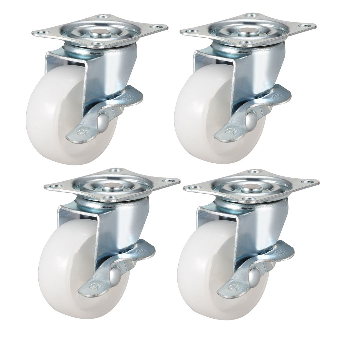 Uxcell Uxcell 2 Inch Swivel Caster Wheels PP 360 Degree Top Plate Mounted Caster Wheel with Brake 66lb Capacity 4 Pcs
