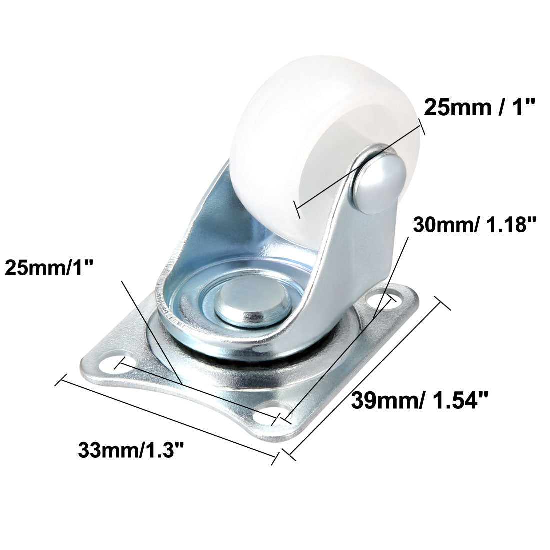 Uxcell Uxcell 1 Inch PP Top Plate Mounted Caster Wheel 11lb Capacity 4 Pcs (2 Pcs Swivel, 2 Pcs Fixed)