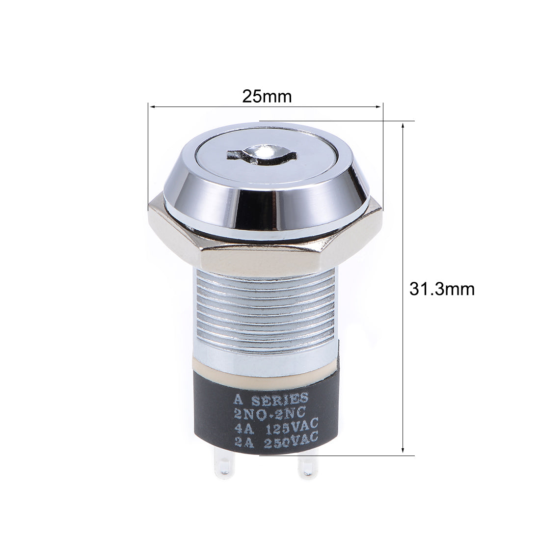 Uxcell 19mm 2 Positions 2NO 2NC Electric Key Lock Push Button Switch ...