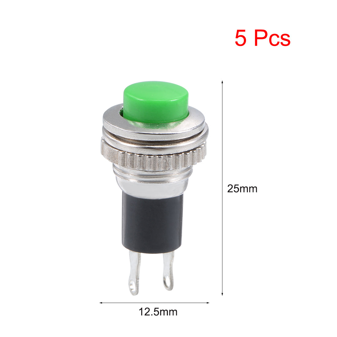 uxcell Uxcell 5pcs 10mm Momentary Plastic Push Button Switch Green Round Button SPST NO