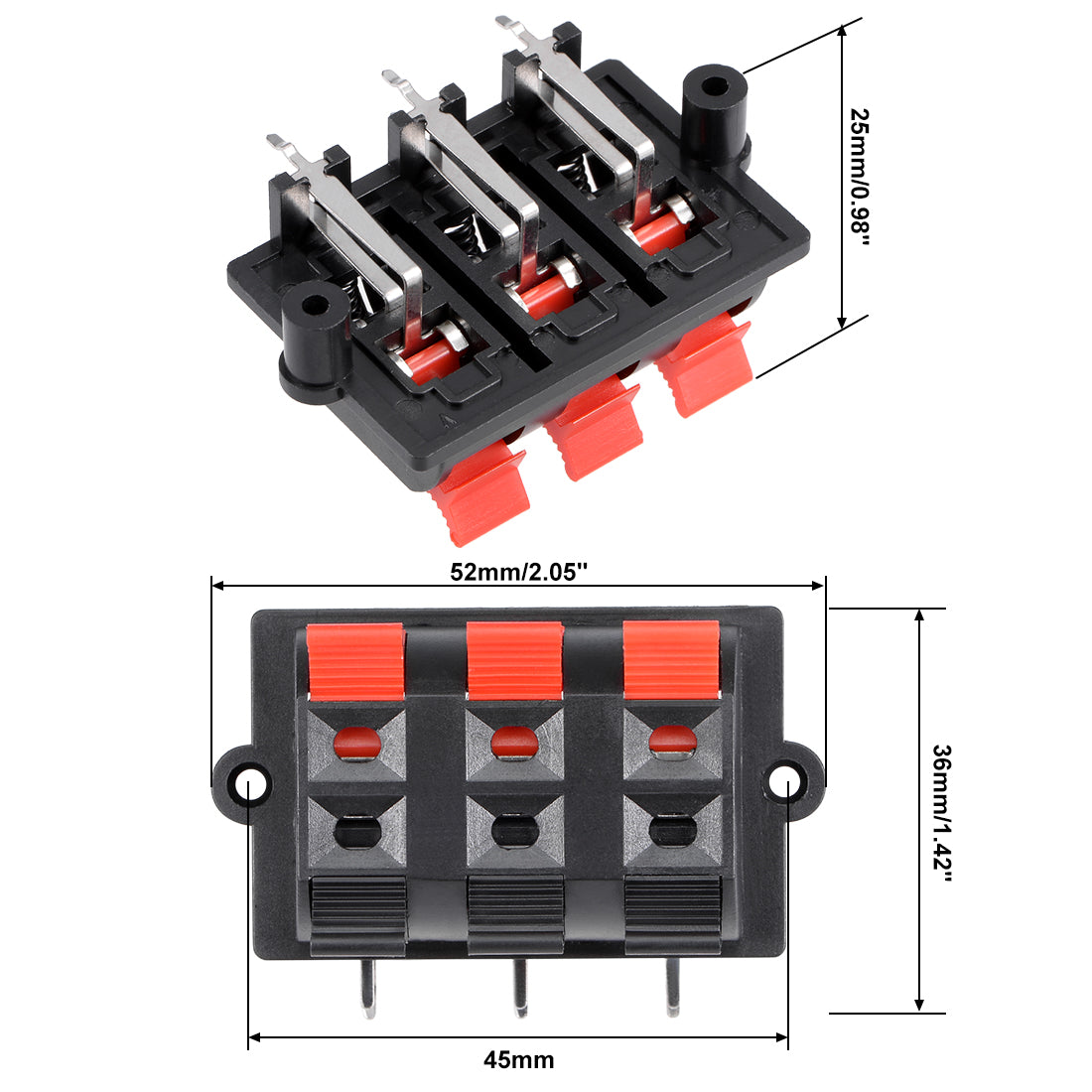uxcell Uxcell 2pcs 6 Way Jack Socket Spring Push Release Connector Speaker Terminal Strip Block