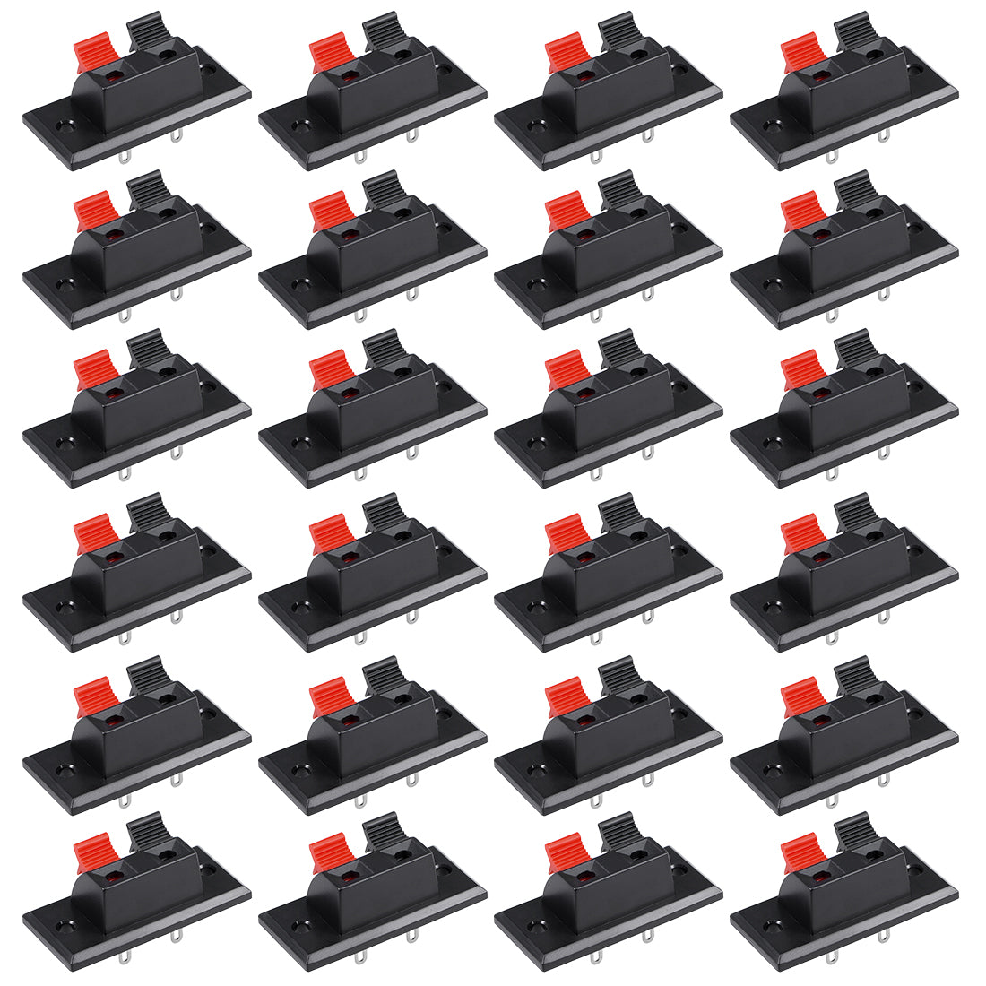 uxcell Uxcell 24pcs 2 Way Jack Socket Spring Push Release Connector Speaker Terminal Strip Block 45mm x 21mm