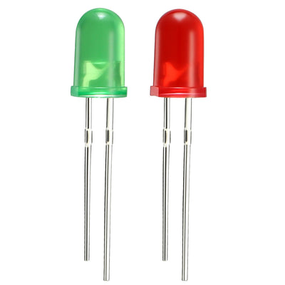Harfington Uxcell 100pcs 2 Colors x 50pcs 5mm Red Green LED Diode Lights Colored Lens Diffused Round 20mA Lighting Bulb Lamp Electronic Components Light Emitting Diodes