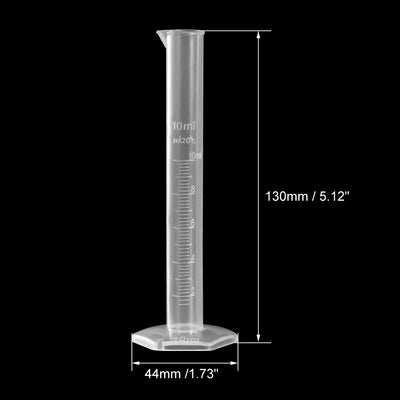 Harfington Uxcell 10ml Laboratory Measurements Clear White Plastic Hex Base Graduated Cylinder for Chemical Measuring 3 Pcs