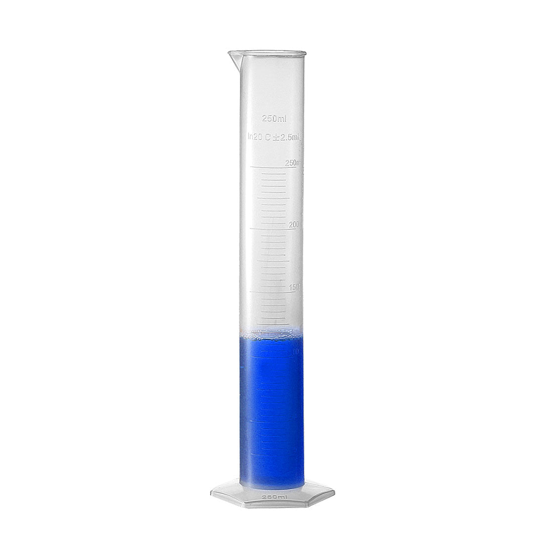 uxcell Uxcell 250ml Laboratory Measurements Clear White Plastic Hex Base Graduated Cylinder for Chemical Measuring 2 Pcs