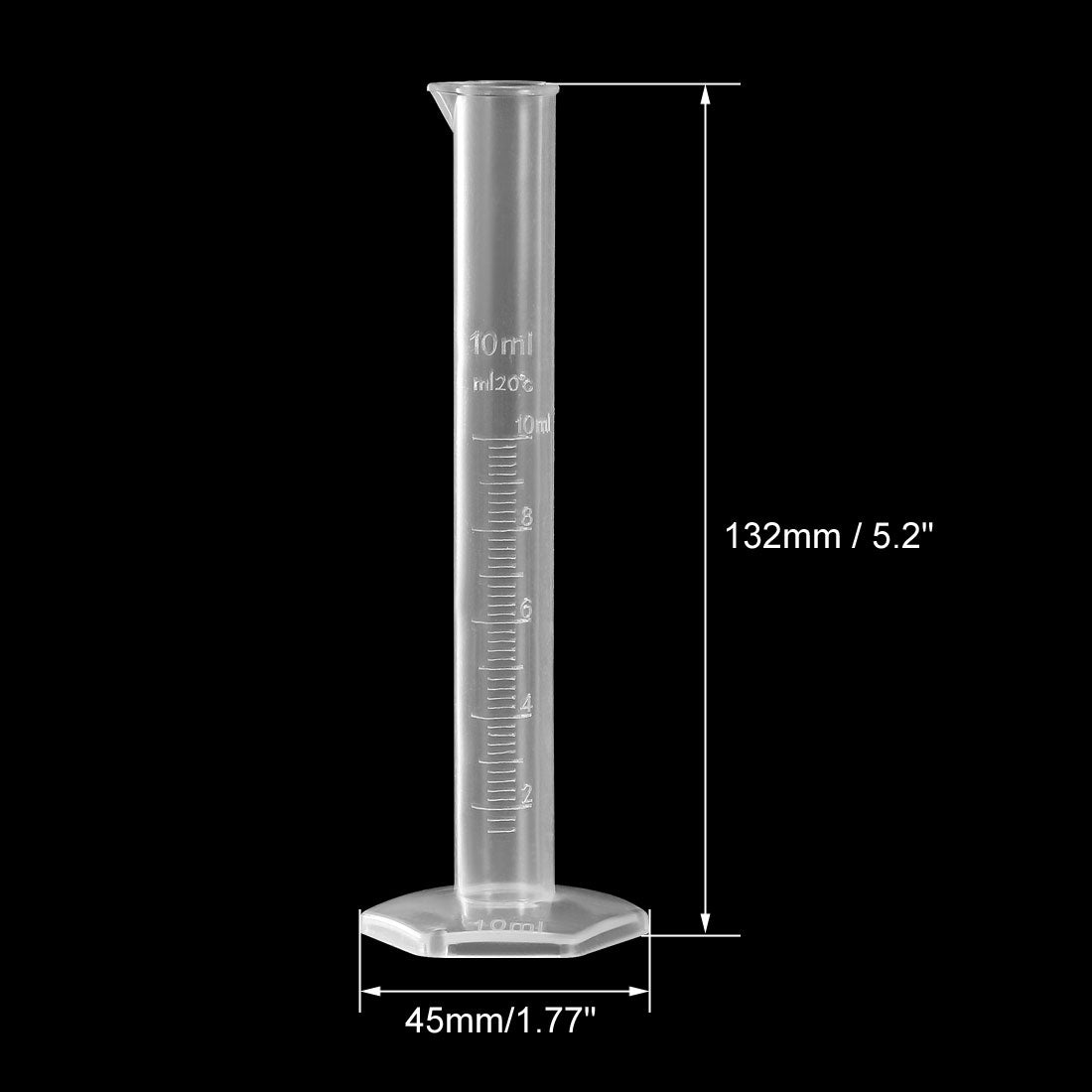 uxcell Uxcell 10ml Laboratory Measurements Clear White Plastic Hex Base Graduated Cylinder for Chemical Measuring