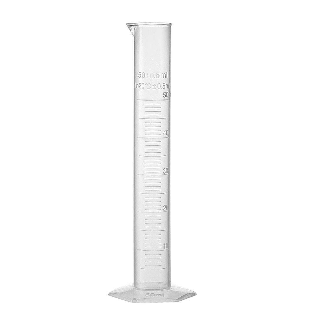 uxcell Uxcell 50ml Graduated Cylinder Laboratory Measurement Clear White Plastic Hex Base for Chemical Measuring