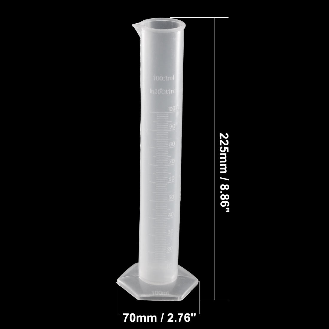 uxcell Uxcell Measuring Cylinder Graduated Cylinder, Clear White Plastic, 100ml