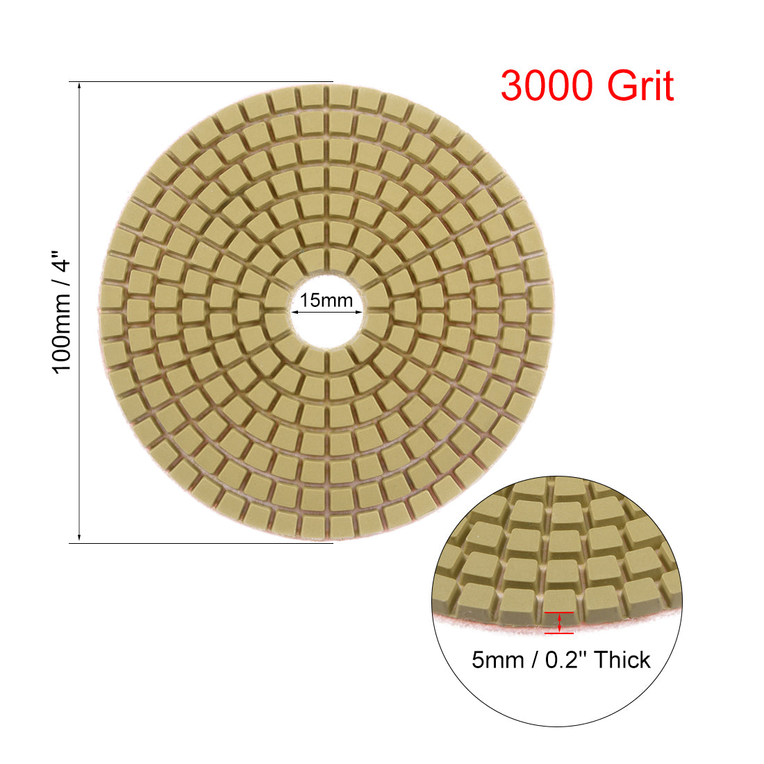 Uxcell Uxcell Diamond Polishing Sanding Grinding Pads Discs 4 Inch Grit 3000 10 Pcs for Granite Concrete Stone Marble
