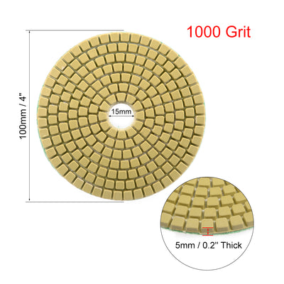 Harfington Uxcell Diamond Polishing Sanding Grinding Pads Discs 4 Inch Grit 1000 10 Pcs for Granite Concrete Stone Marble