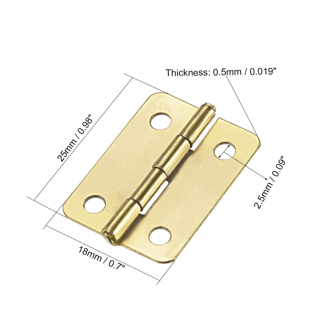 uxcell Uxcell 0.98" Mini Hinge Jewelry Case Wooden Box Hinges Fittings Golden Plain 15pcs