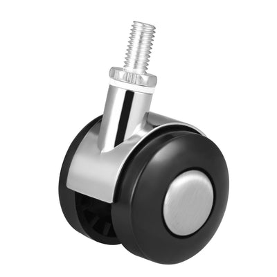 Harfington Uxcell Office Chair Casters Alloy Plastic 1.5 Inch Twin Wheel M8 x 15mm Threaded Stem Swivel Caster, 33lb Load Capacity